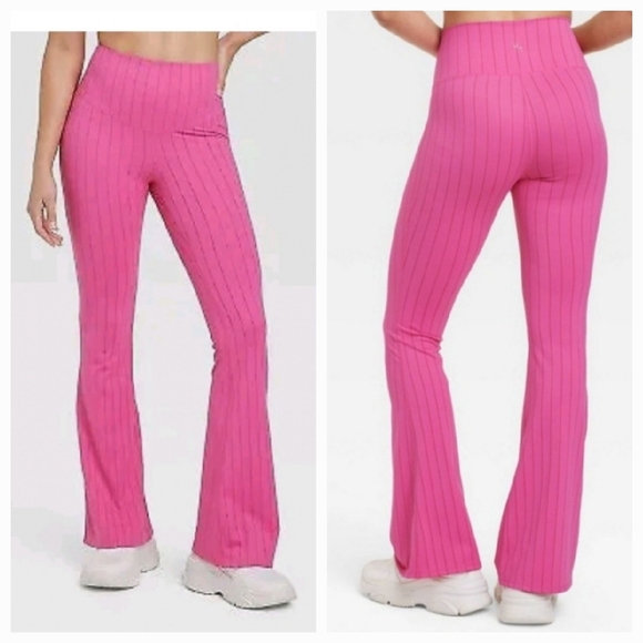 JoyLab Pants - JoyLab Women's X-Long High-Rise Rib Flare Leggings Athletic Fit Stripes, Pink,